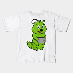 Caterpillar as Cook with Cooking pot Kids T-Shirt